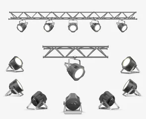 Gordijnen Lighting equipment set for an interview of a show contest or exhibition pavilion. © makstorm