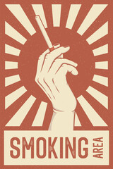 Retro Propaganda Style Poster Vector Illustration for Smoking Area or Smoking Room