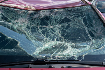 car after a car accident at a junkyard