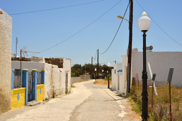 Fototapeta na wymiar Kattavia, Greece small typical street in a village south Rhodes