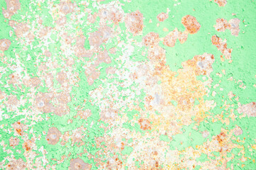 background of old green paint and rust