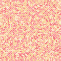 Vector pixel background texture. Abstract seamless pattern with small pink and yellow squares, diamonds, rhombuses, pixel mesh. Modern geometric patterns. Repeat design for decor, print, website, wrap