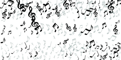Musical note icons vector backdrop. Audio record sing symbols