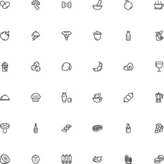 icon vector icon set such as: seasoning, beer, eggs, kidney, pharmacy tool, calcium, twig, bean, ramen, decoration, mortar and pestle line icon, equipment, jelly, fly agaric, cep, adzuki