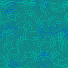 abstract seamless vector pattern chaotic curved lines of different colors on contrasting background