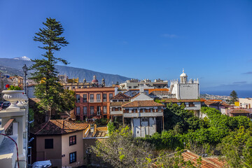 View on La Orotava - is one of most beautiful areas in northern part of Tenerife. Orotava Valley stretches from the sea up to mountains. La Orotava, Tenerife, Canary Islands, Spain.