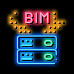 building information modeling neon light sign vector. Glowing bright icon building information modeling sign. transparent symbol illustration
