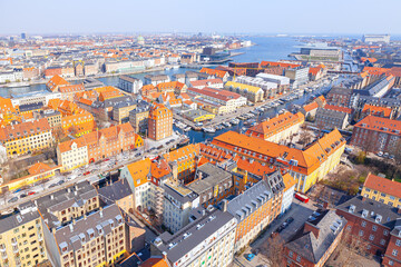 Obraz premium Copenhagen city view from above . Panorama of Copenhagen Denmark capital city 