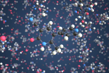 Milrinone molecule made with balls, scientific molecular model. Chemical 3d rendering