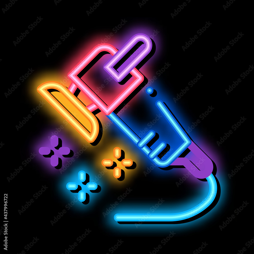 Canvas Prints cleaning device neon light sign vector. glowing bright icon cleaning device sign. transparent symbol