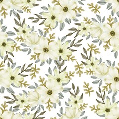 Fototapeta na wymiar Seamless pattern of yellow flower bouquet for fabric 