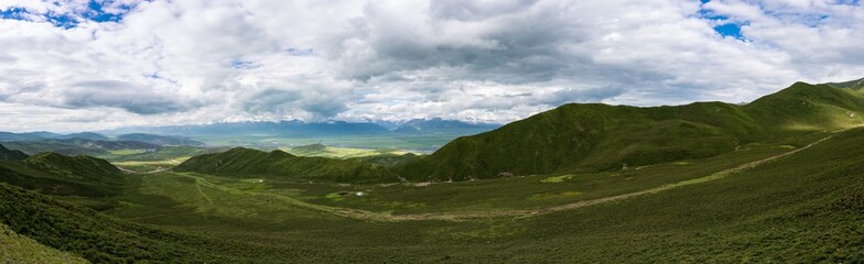 Fototapeta na wymiar Panoramic View of Menyuan County at Observation Deck in in Qinghai Province in China