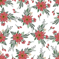 Fototapete Rund Seamless pattern of red flowers bouquet for textile design © else_lalala