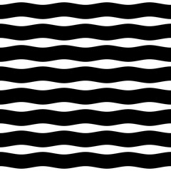 Wavy lines ornament. Seamless pattern. Jagged stripes motif. Waves ornate. Curves image. Linear background. Geometrical digital paper, textile print, web design, striped illustration. Vector