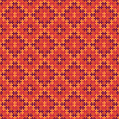 Seamless pattern. Ethnic backdrop. Mosaic tiles. Folk wallpaper. Tribal ornament. Geometric image. Ethnical motif. Surface texture. Textile print. Abstract background. Sayagata illustration