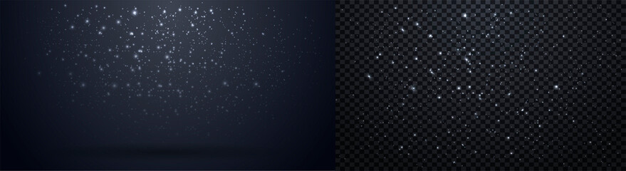 Snow gray transparent background. Christmas and New Year decoration. Snow and snowfall, overlay snowstorm, snowflakes and blizzard. Vector illustration