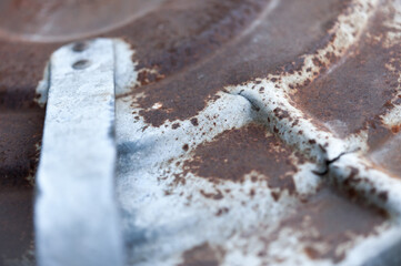 top of rusty old metallic trash can lid - backgrounds