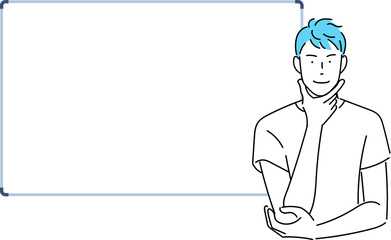 さっぱりした笑顔のイケメン男性　ホワイトボード
