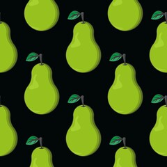 vector, seamless pear print on a black background, print for clothes or print