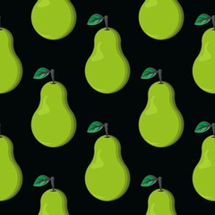 vector, seamless pear print on a black background, print for clothes or print