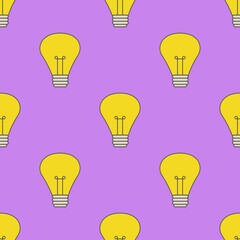 vector print of light bulb on purple background, seamless print for clothing or print