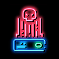 hacker control neon light sign vector. Glowing bright icon hacker control sign. transparent symbol illustration