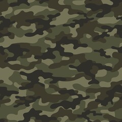 Fototapeta premium Camouflage green seamless texture. military camouflage endless print background. Vector illustration