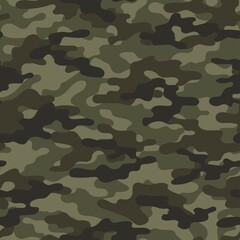 Forest camouflage background, green army vector pattern, stylish street print.
