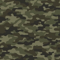 Fototapeta premium Forest camouflage background, green army vector pattern, stylish street print.