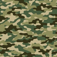 Fototapeta premium Forest camouflage green background, army vector pattern, stylish street print.
