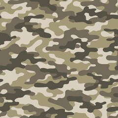 Fototapeta premium Forest brown camouflage background, army vector pattern, stylish street print.