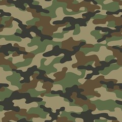 Fototapeta premium Abstract seamless military camo texture for print. Forest background. Vector green