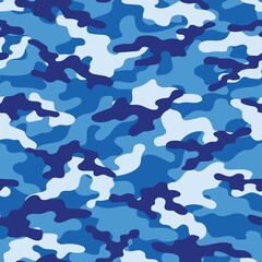 Abstracte naadloze militaire blauwe camo textuur om af te drukken. Bos achtergrond. Vector