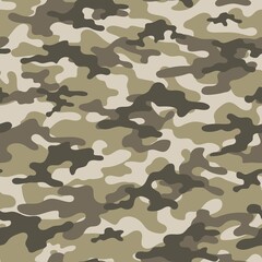 brown Military camouflage seamless pattern. Four colors. Forest style. Vector design.