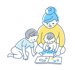 絵本を見ている親子