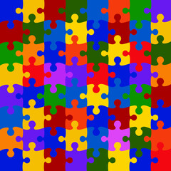 World Autism Awareness Day. 64 colorful background puzzle vector.