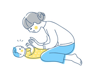 手を合わせて遊ぶママと赤ちゃん