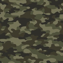 Fototapeta premium Full green seamless abstract military camouflage skin pattern vector for decor and textile. Army masking design for hunting textile fabric printing and wallpaper. Design for fashion and home design.