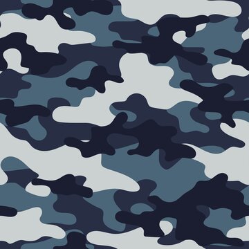 Full blue seamless abstract military camouflage skin pattern vector for decor and textile. Army masking design for hunting textile fabric printing and wallpaper. Design for fashion and home design.