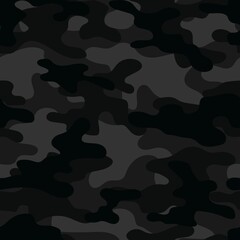 black Camouflage seamless pattern.Military camo.Army background.Print on clothing.Modern design.