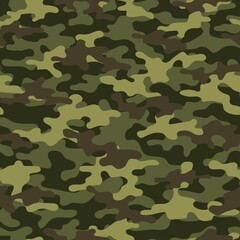 Fototapeta premium Camouflage green seamless pattern.Military camo.Army background.Print on clothing.Modern design.