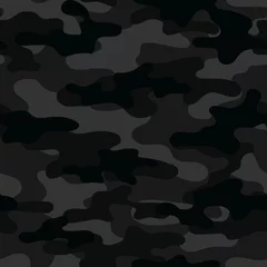 Wallpaper murals Camouflage Camouflage seamless pattern. Trendy style camo, repeat print. Vector illustration. Khaki texture, military army black hunting