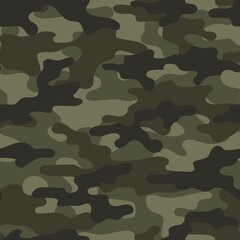 Green Camouflage texture seamless. Abstract military camouflage background for fabric. Vector illustration