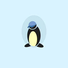 Simple Penguin with Hat Mascot. Penguin Mascot, penguin logo, penguin icon, penguin logo design concept. Emperor penguin, arctic penguin.