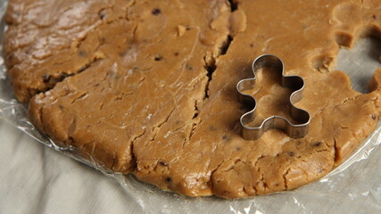 Ginger bread cookies homemade cooking for Christmas traditional dessert. Kids and family love to prepare to make dough and bake them. Then paint them with sugar paste to decor in many colors.