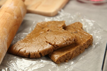 Ginger bread cookies homemade cooking for Christmas traditional dessert. Kids and family love to prepare to make dough and bake them. Then paint them with sugar paste to decor in many colors.