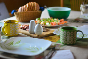 Breakfast set in the morning natural light