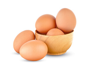 Fresh chicken eggs isolated on white background