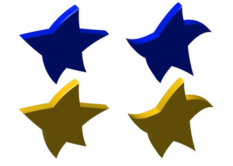 A set with blue and yellow stars isolated on white background - vector