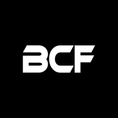 BCF letter logo design with black background in illustrator, vector logo modern alphabet font overlap style. calligraphy designs for logo, Poster, Invitation, etc.